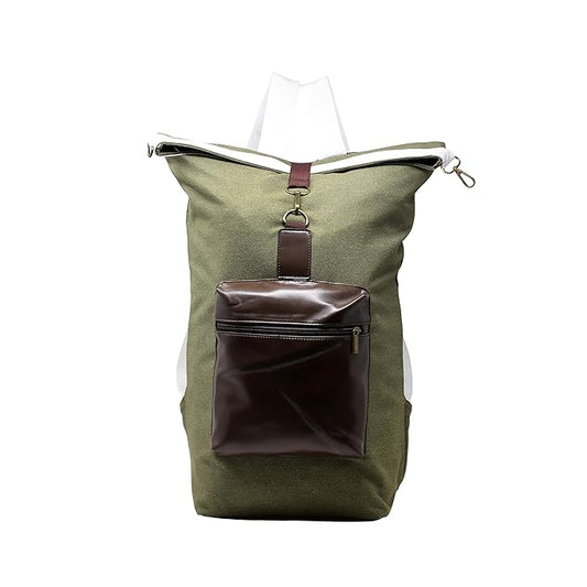 Womanix Unisex Canvas & PU Leather Backpack