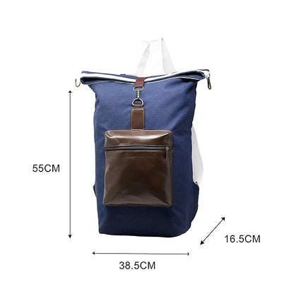 Womanix Unisex Canvas & PU Leather Backpack