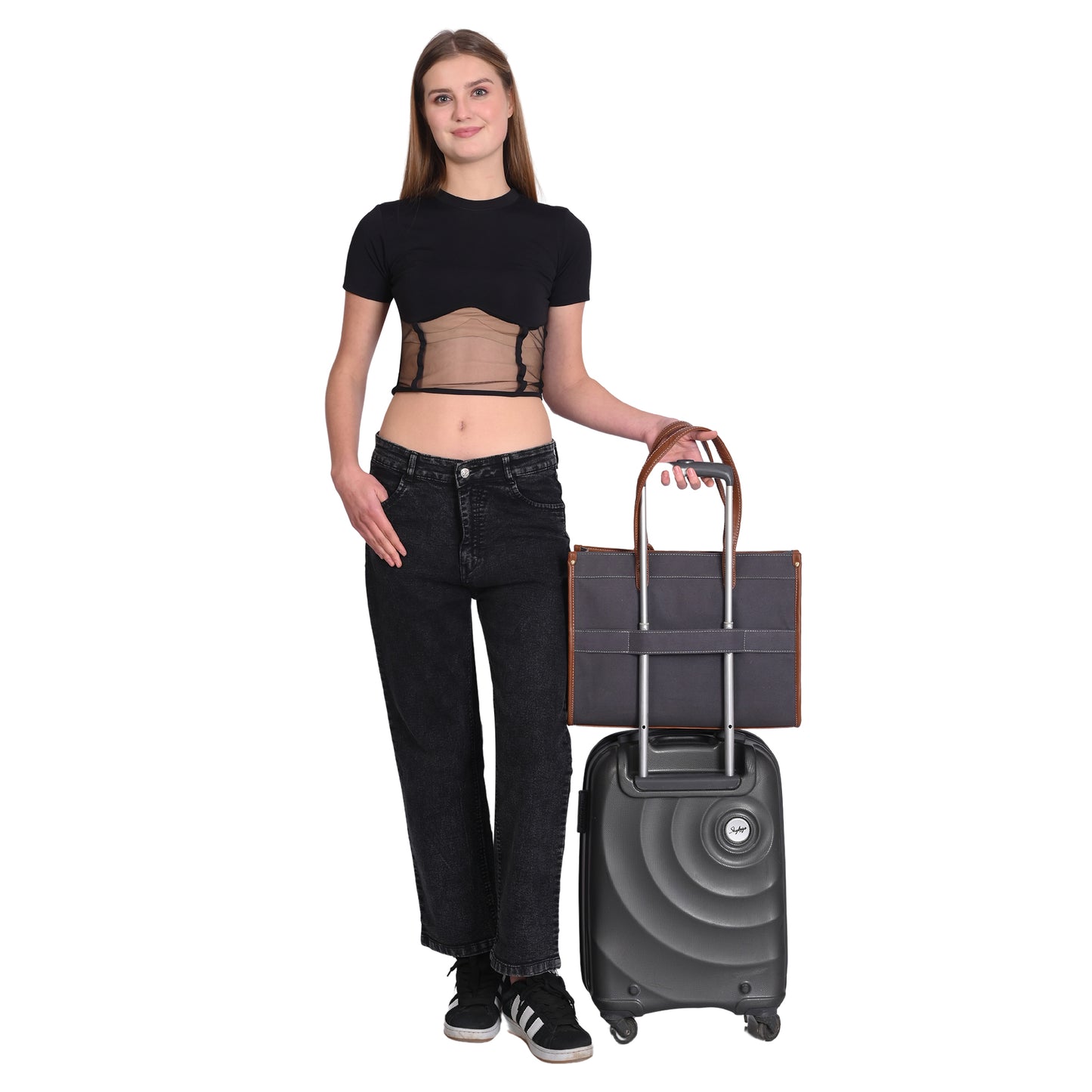 Canvas Laptop Tote Bag 14 inch Casual Briefcase Handbag