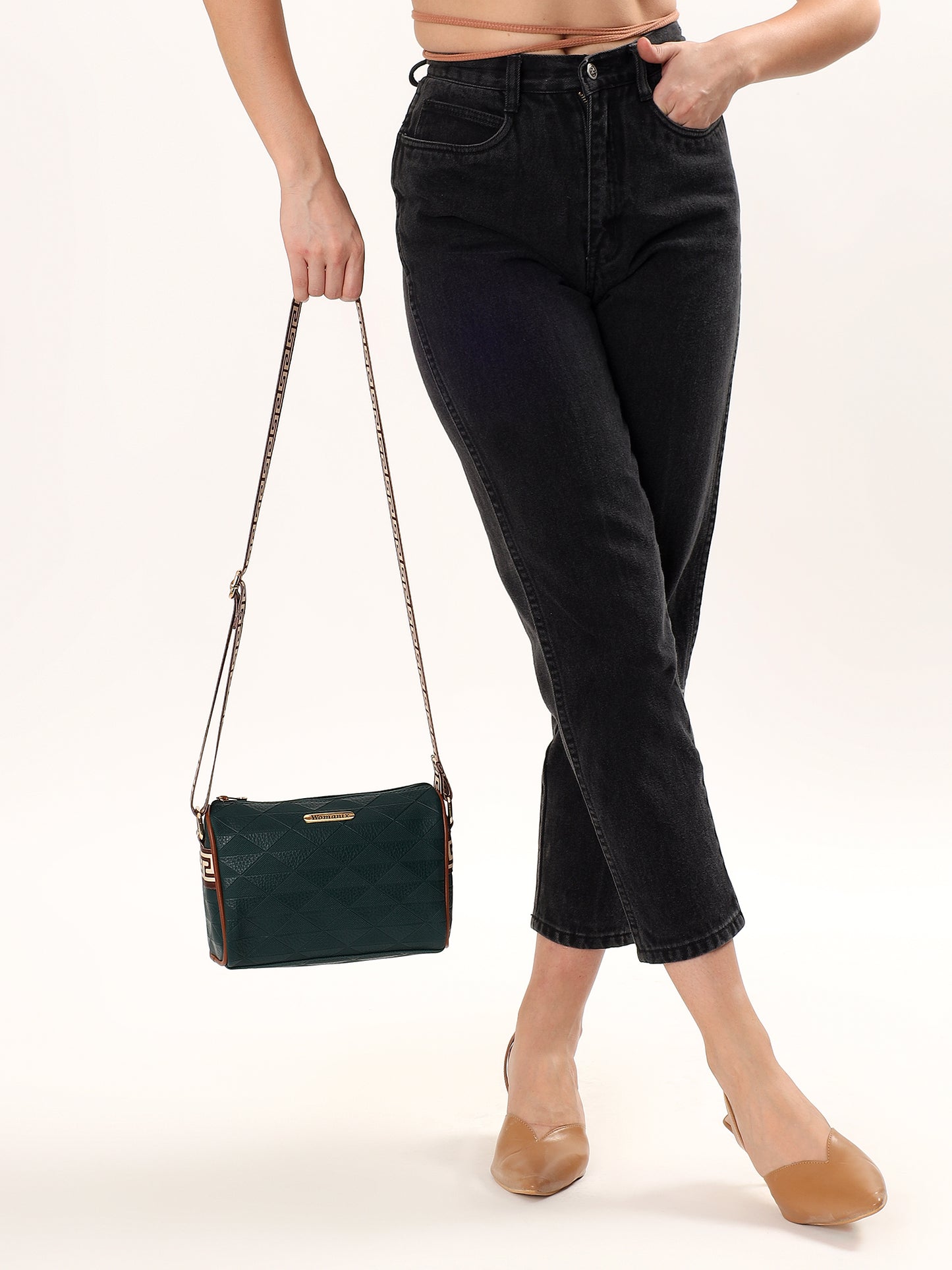 Womanix Trendy Sling Bag with Adjustable Straps | Faux-Leather Women's Handbags | Sling for Casual Carry Ladies Purse, Girls Cross Body Bag (0109)