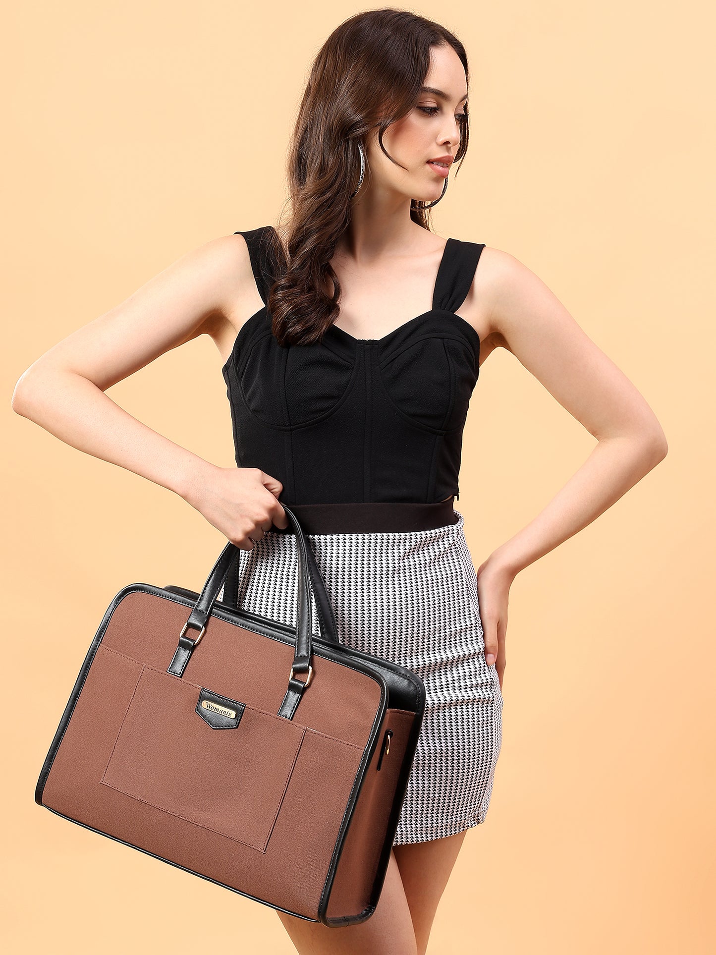 Women Faux Leather Laptop Tote Bag, Briefcase Business Bag 14" Laptop Bag (0087)