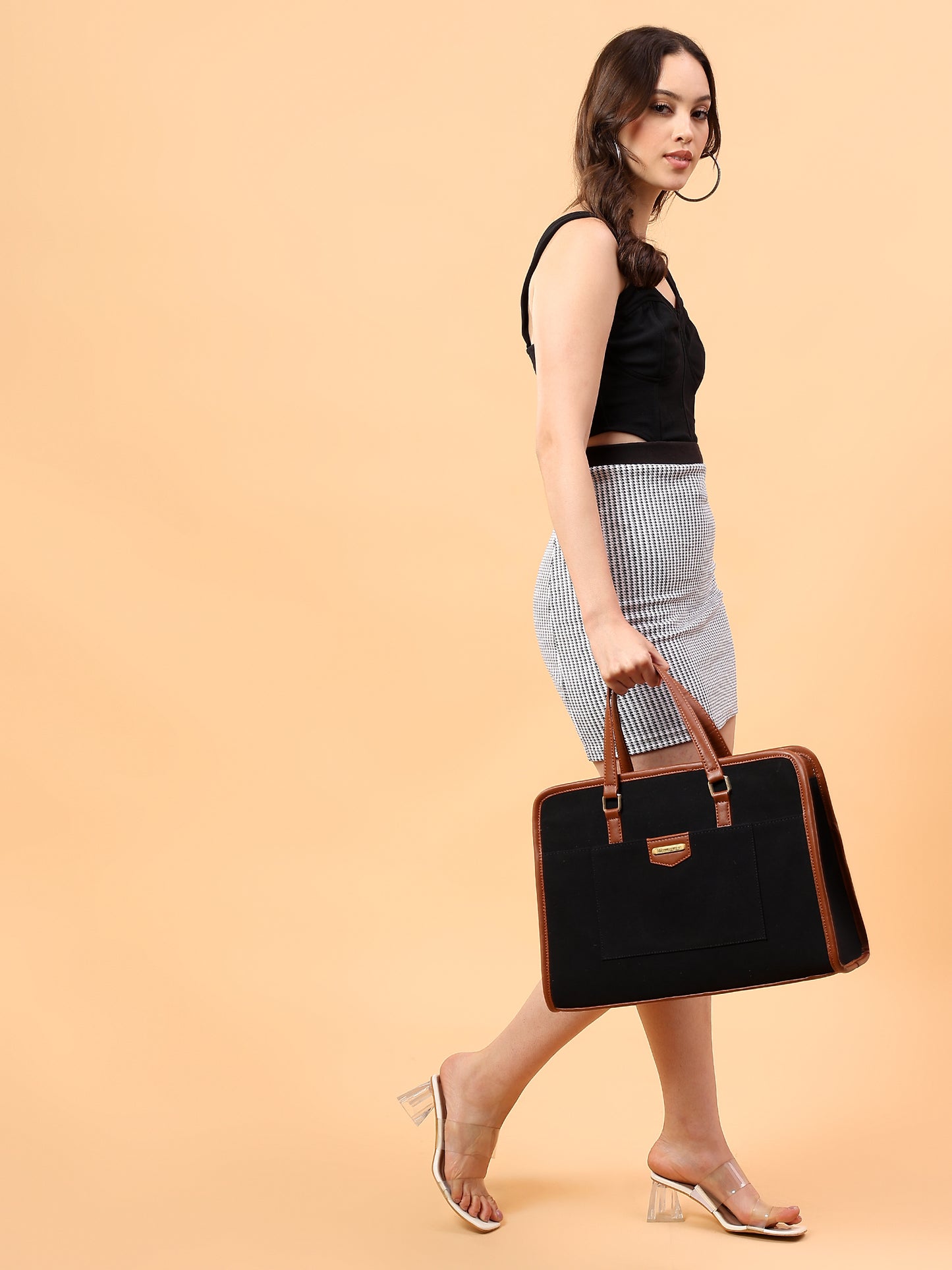 Women Faux Leather Laptop Tote Bag, Briefcase Business Bag 14" Laptop Bag (0087)