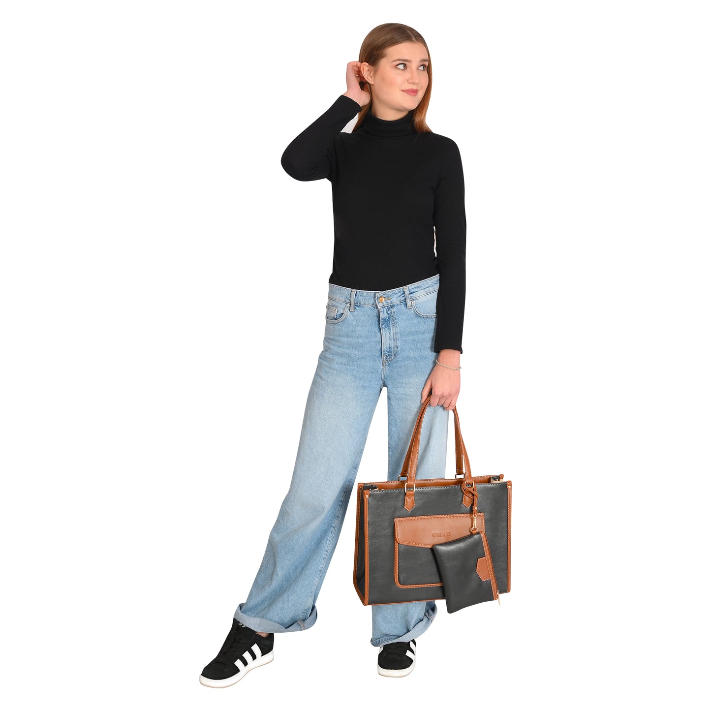 Women PU Laptop Tote bag 15 Inch College Bag Office Bag Briefcase Handbag (0076)