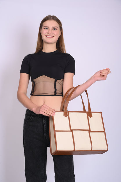 Women Canvas Laptop Tote Bag 14 inch Casual Briefcase Handbag