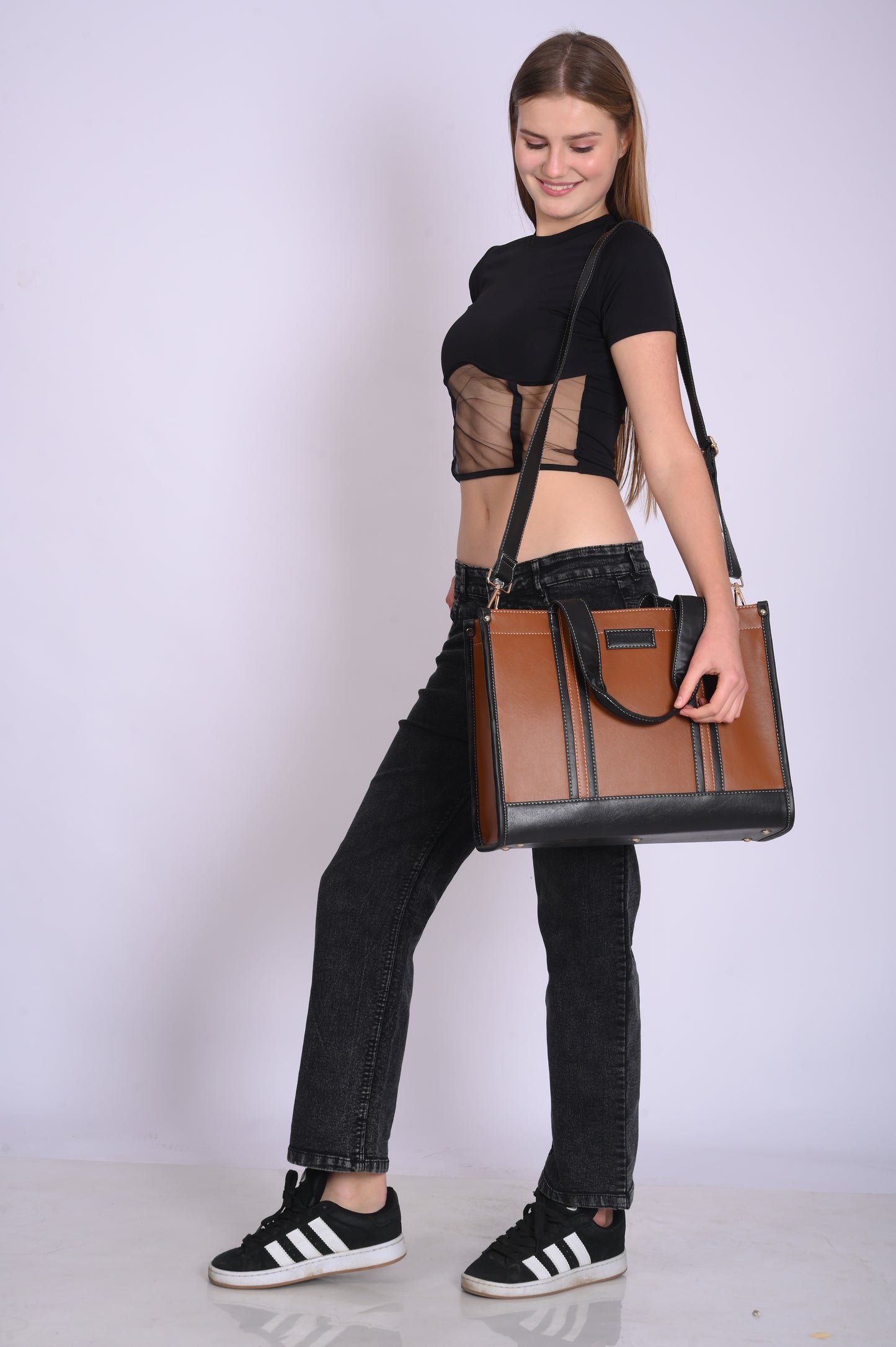 Women PU Laptop Tote bag 14 Inch College Bag Office Bag Briefcase Handbag