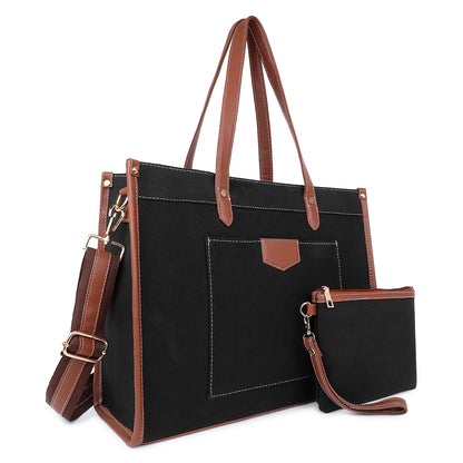Canvas Laptop Tote Bag 14 inch Casual Briefcase Handbag