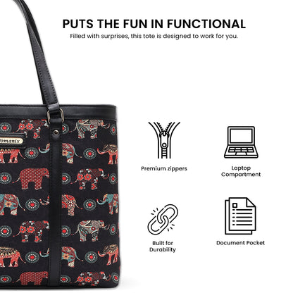 Womanix Multicolor Abstract Printed Handmade Women's Office Bag with double handles, Crossbody Top Handle Bags with Zipper (Grey Black)