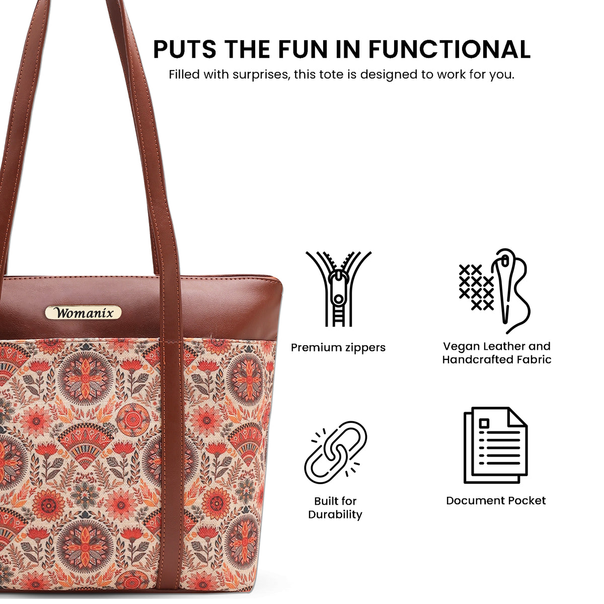 Womanix Shoulder Bag for Daily Use,with Decorative Arch Pattern Design