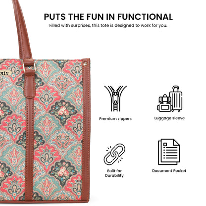 Womanix Pure Luxury Madona Tote bags for women office use | Tote bags for women office use | Office bag for woman | Stylish College bags for girls. (Black Brown)