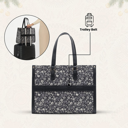 Womanix Pure Luxury Madona Tote bags for women office use | Tote bags for women office use | Office bag for woman | Stylish College bags for girls. (Black Brown)