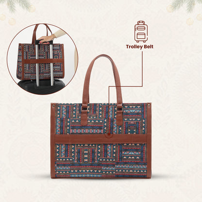 Womanix Pure Luxury Madona Tote bags for women office use | Tote bags for women office use | Office bag for woman | Stylish College bags for girls. (Black Brown)