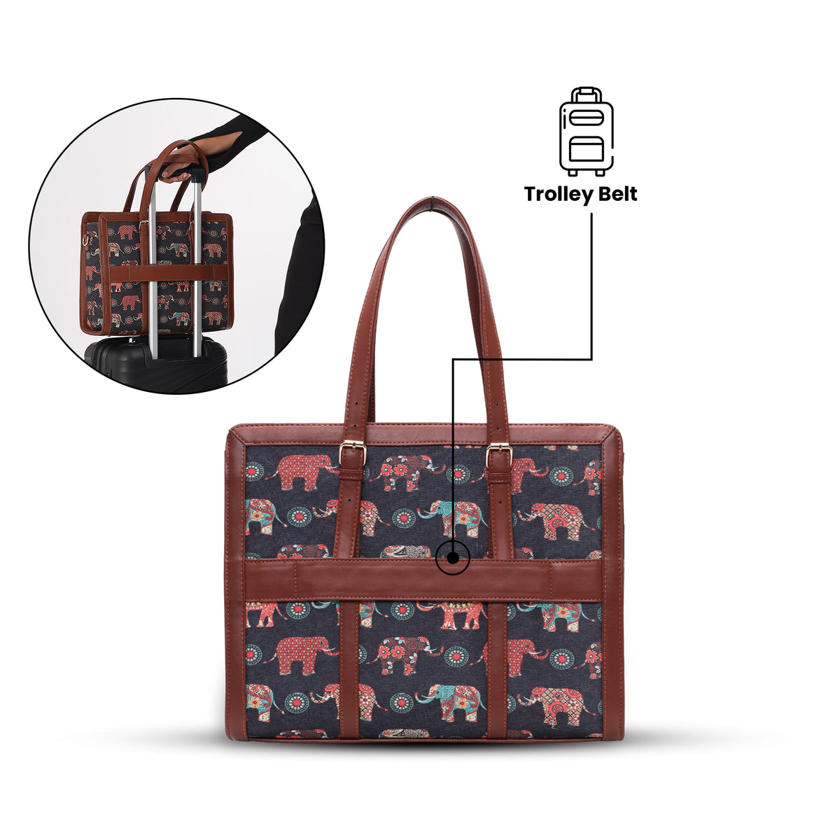 Womanix Women's  floral and geometric pattern Satchel Handbag for Women | Satchel Bag for Work | Ladies purse | Stylish Shoulder Bag | Gift For Women (Peach Skyblue)