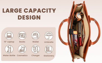 Women Canvas Laptop Tote Bags College Bag 14 inch Briefcase, Handbag for Office.