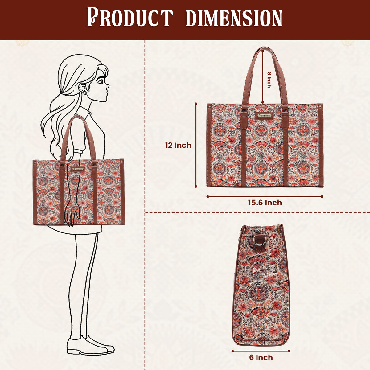 Womanix Pure Luxury Madona Tote bags for women office use | Tote bags for women office use | Office bag for woman | Stylish College bags for girls. (Black Brown)