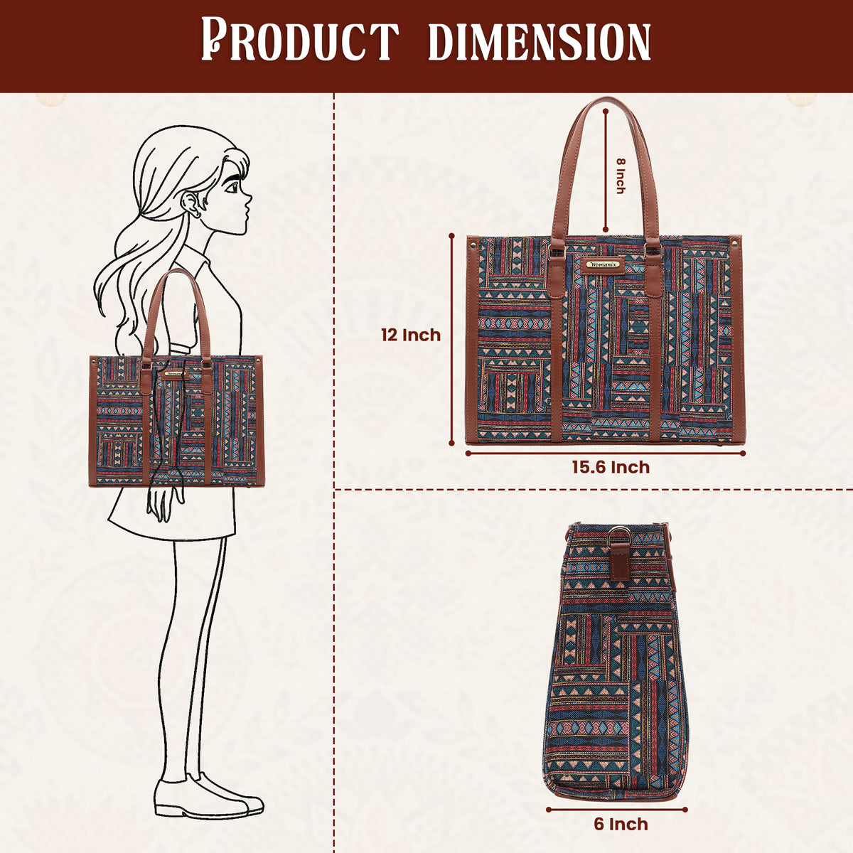 Womanix Pure Luxury Madona Tote bags for women office use | Tote bags for women office use | Office bag for woman | Stylish College bags for girls. (Black Brown)