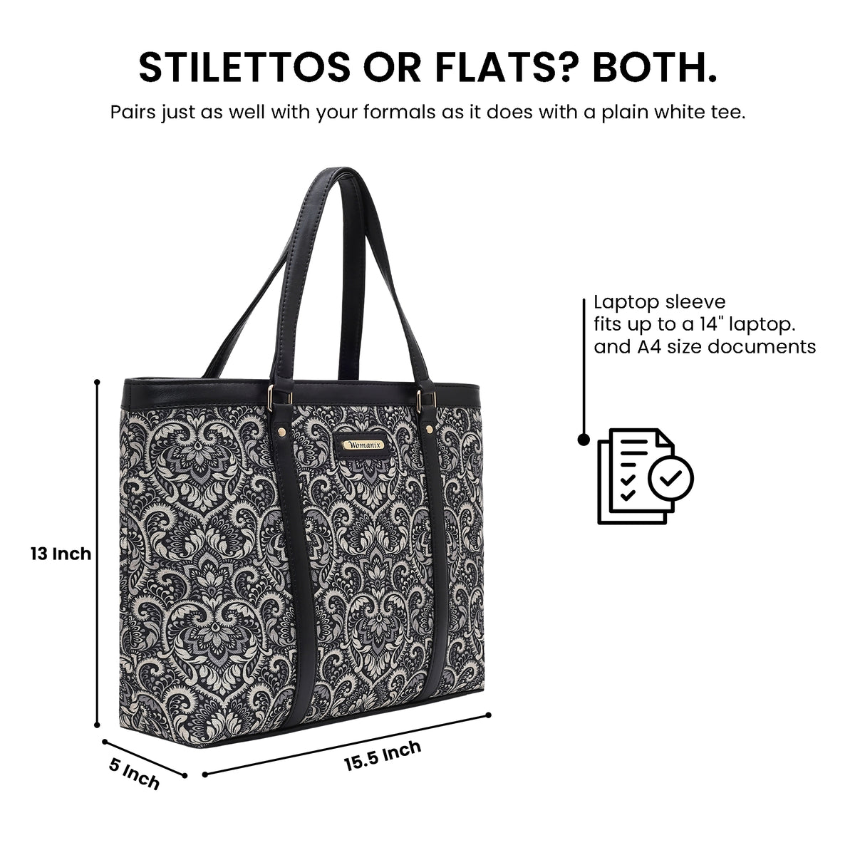 Womanix Multicolor Abstract Printed Handmade Women's Office Bag with double handles, Crossbody Top Handle Bags with Zipper (Grey Black)