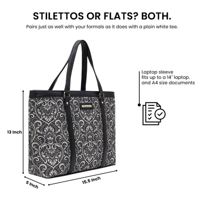 Womanix Multicolor Abstract Printed Handmade Women's Office Bag with double handles, Crossbody Top Handle Bags with Zipper (Grey Black)