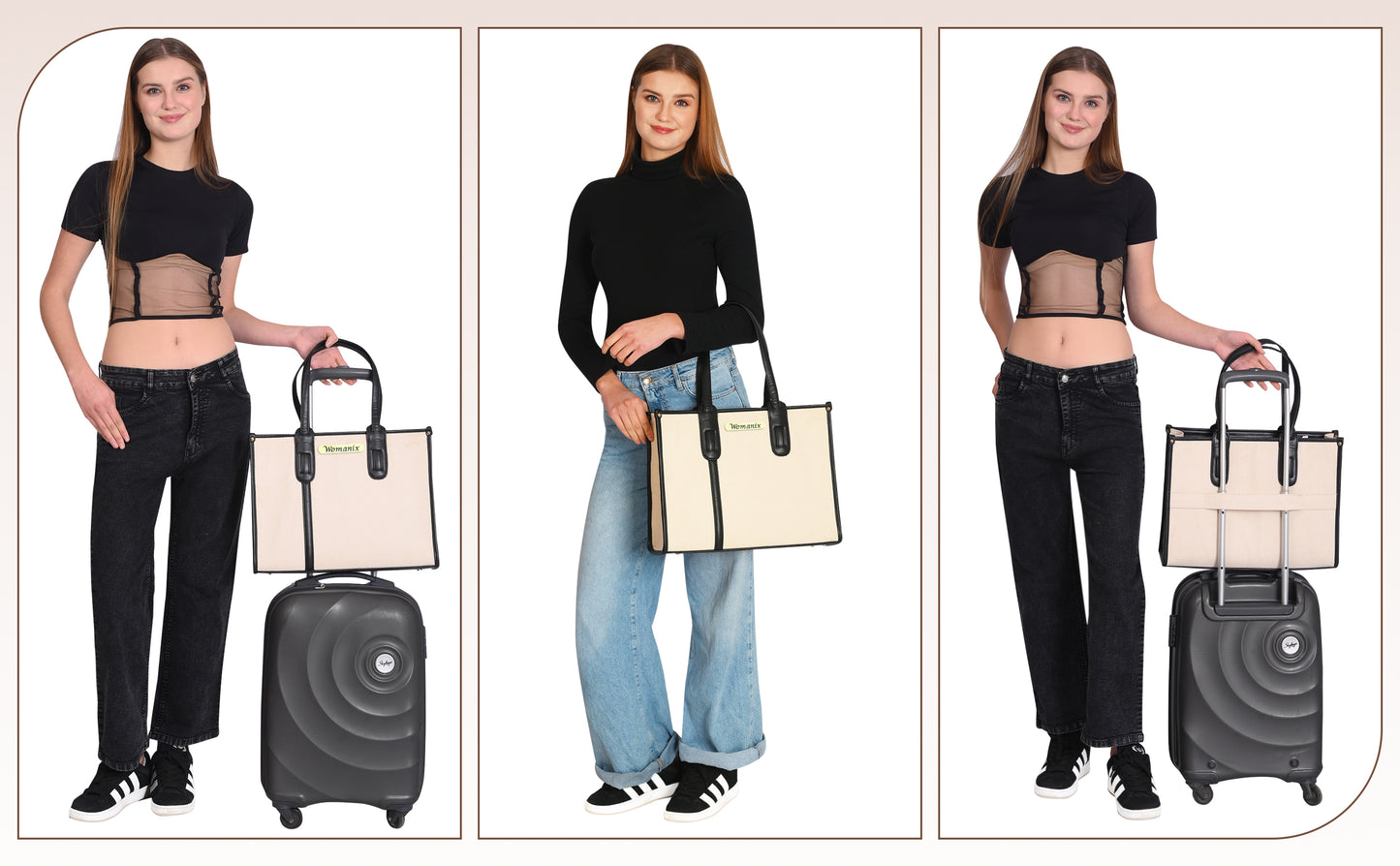 Women Canvas Laptop Tote Bags College Bag 14 inch Briefcase, Handbag for Office.