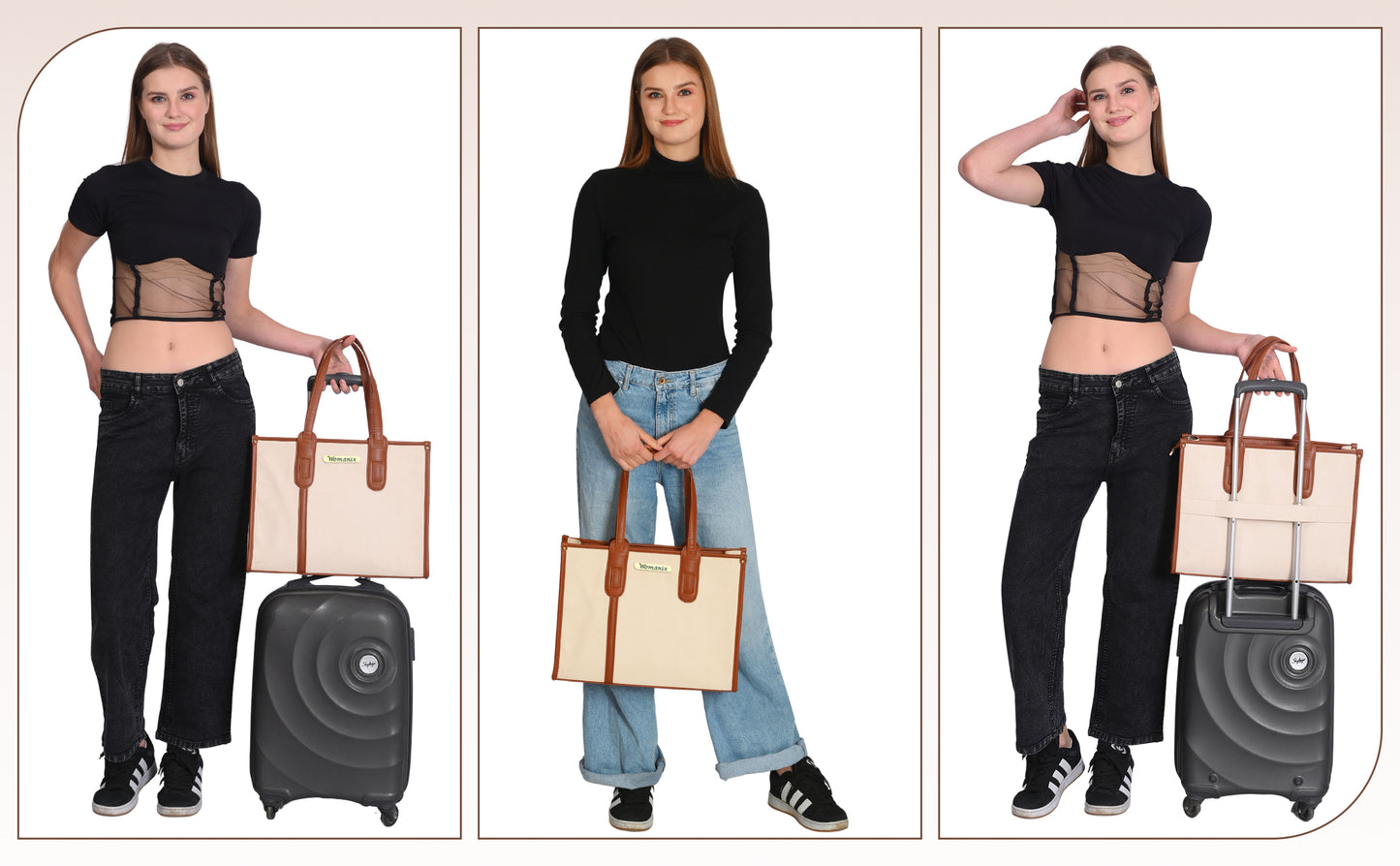 Women Canvas Laptop Tote Bags College Bag 14 inch Briefcase, Handbag for Office.