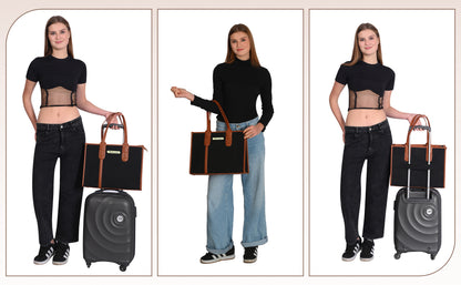 Women Canvas Laptop Tote Bags College Bag 14 inch Briefcase, Handbag for Office.