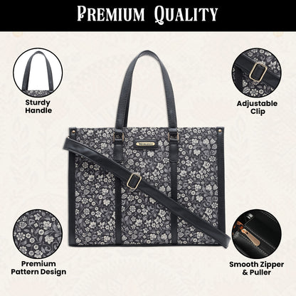 Womanix Pure Luxury Madona Tote bags for women office use | Tote bags for women office use | Office bag for woman | Stylish College bags for girls. (Black Brown)