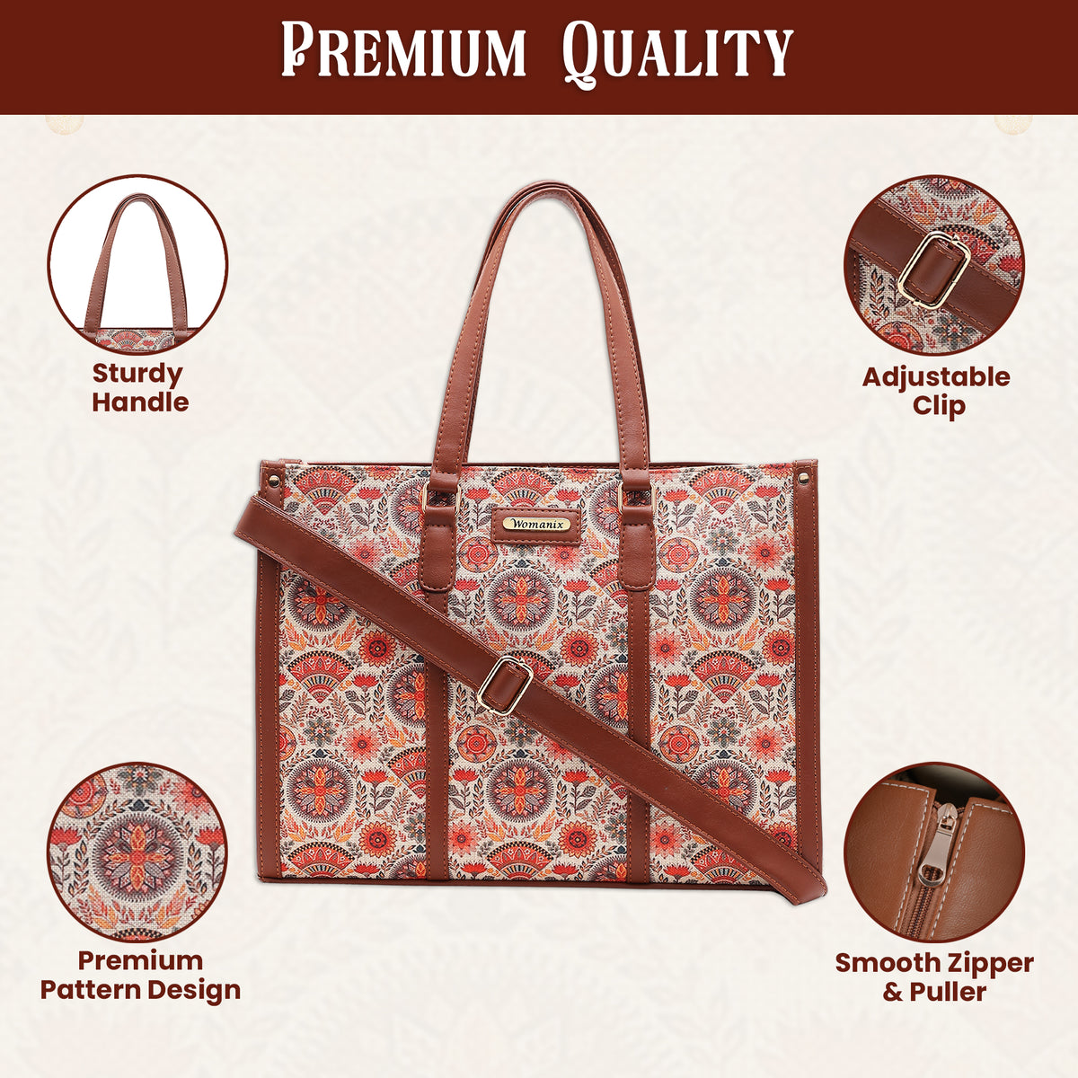 Womanix Pure Luxury Madona Tote bags for women office use | Tote bags for women office use | Office bag for woman | Stylish College bags for girls. (Black Brown)