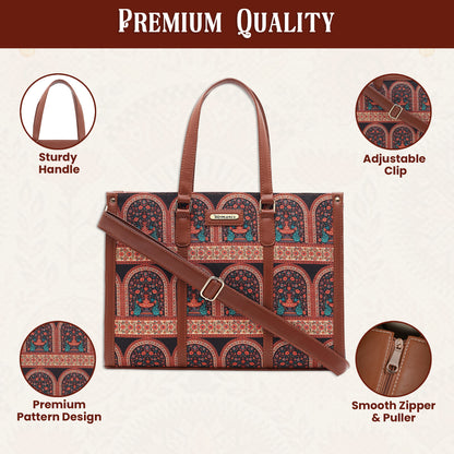 Womanix Pure Luxury Madona Tote bags for women office use | Tote bags for women office use | Office bag for woman | Stylish College bags for girls. (Black Brown)