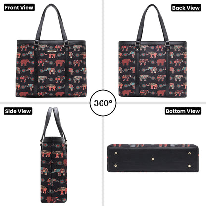 Womanix Multicolor Abstract Printed Handmade Women's Office Bag with double handles, Crossbody Top Handle Bags with Zipper (Grey Black)