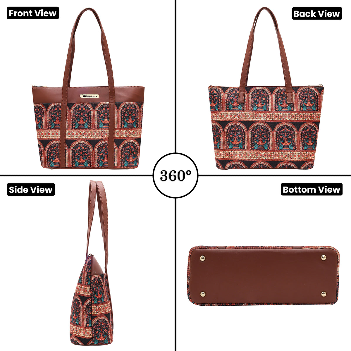 Womanix Shoulder Bag for Daily Use,with Decorative Arch Pattern Design