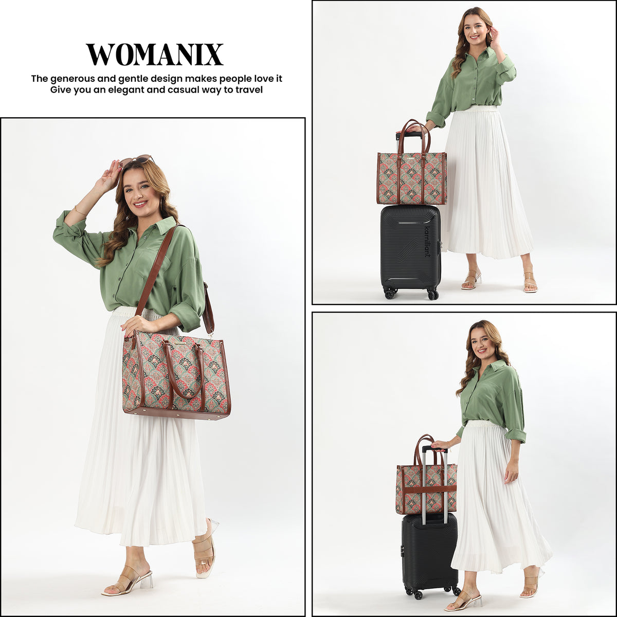 Womanix Pure Luxury Madona Tote bags for women office use | Tote bags for women office use | Office bag for woman | Stylish College bags for girls. (Black Brown)