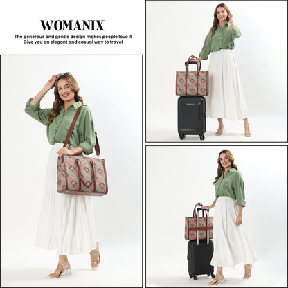 Womanix Pure Luxury Madona Tote bags for women office use | Tote bags for women office use | Office bag for woman | Stylish College bags for girls. (Black Brown)