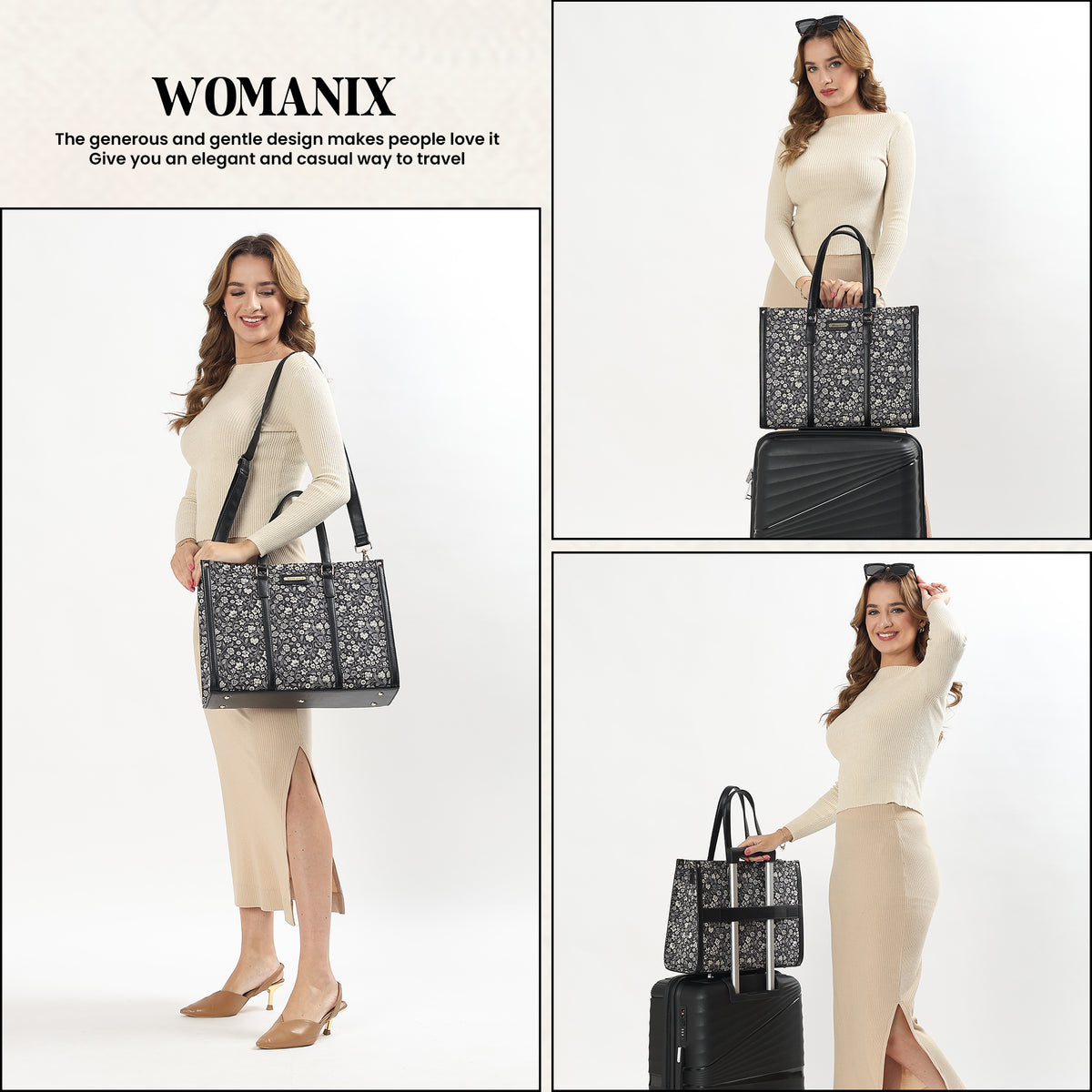 Womanix Pure Luxury Madona Tote bags for women office use | Tote bags for women office use | Office bag for woman | Stylish College bags for girls. (Black Brown)