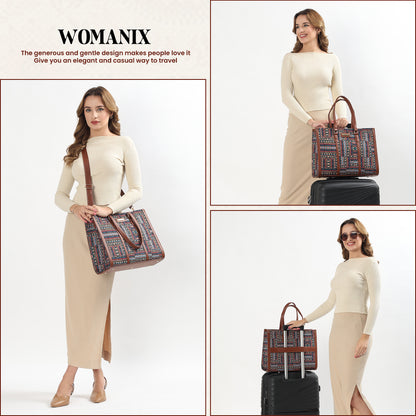 Womanix Pure Luxury Madona Tote bags for women office use | Tote bags for women office use | Office bag for woman | Stylish College bags for girls. (Black Brown)