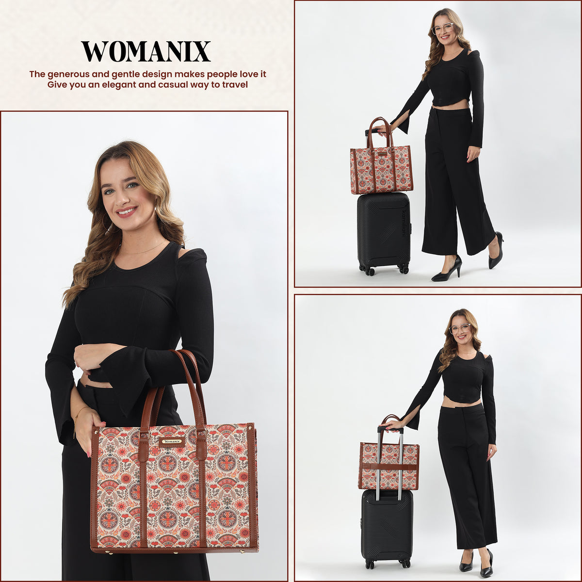 Womanix Pure Luxury Madona Tote bags for women office use | Tote bags for women office use | Office bag for woman | Stylish College bags for girls. (Black Brown)