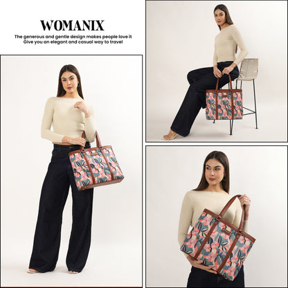 Womanix Multicolor Abstract Printed Handmade Women's Office Bag with double handles, Crossbody Top Handle Bags with Zipper (Grey Black)