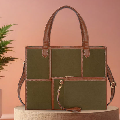 Women Canvas Laptop Tote Bag 14 inch Casual Briefcase Handbag