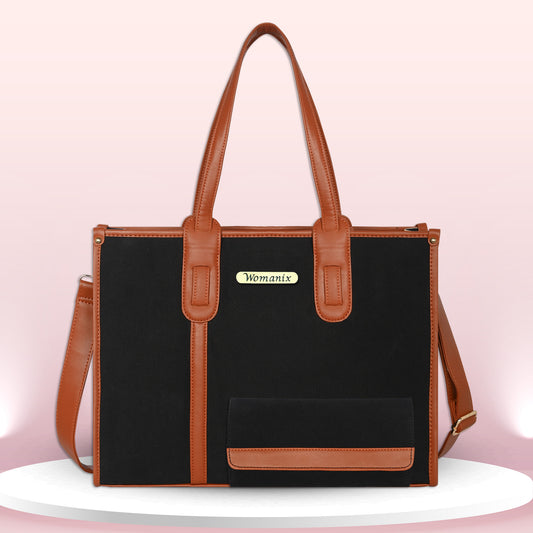 Women Canvas Laptop Tote Bags College Bag 14 inch Briefcase, Handbag for Office. (0080)
