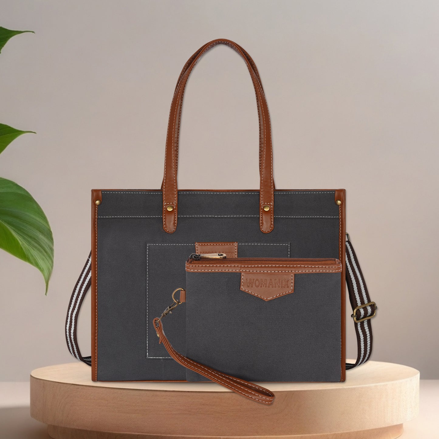 Canvas Laptop Tote Bag 14 inch Casual Briefcase Handbag