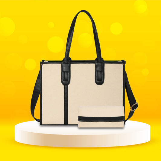 Women Canvas Laptop Tote Bags College Bag 14 inch Briefcase, Handbag for Office.