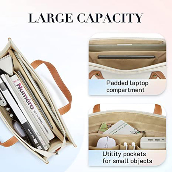 Canvas Laptop Tote Bag 14 inch Casual Briefcase Handbag