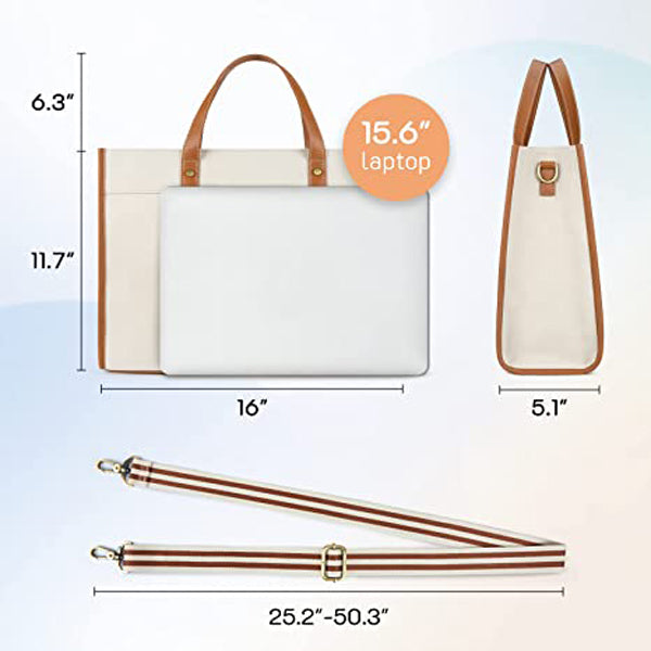 Canvas Laptop Tote Bag 14 inch Casual Briefcase Handbag