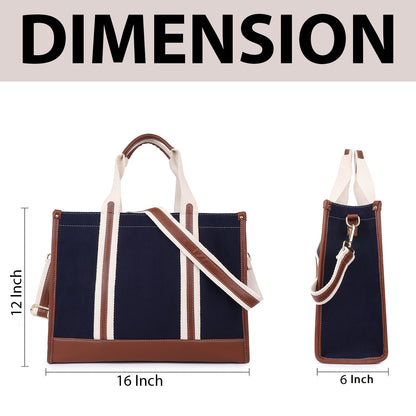 Canvas Laptop Tote Bag 14 inch Casual Briefcase Handbag