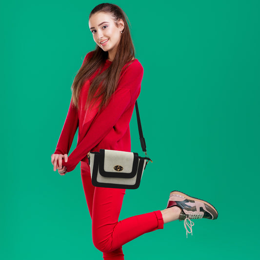 Canvas Shoulder Sling Bag with Adjustable Strap, Small Trendy Sling Crossbody Bag
