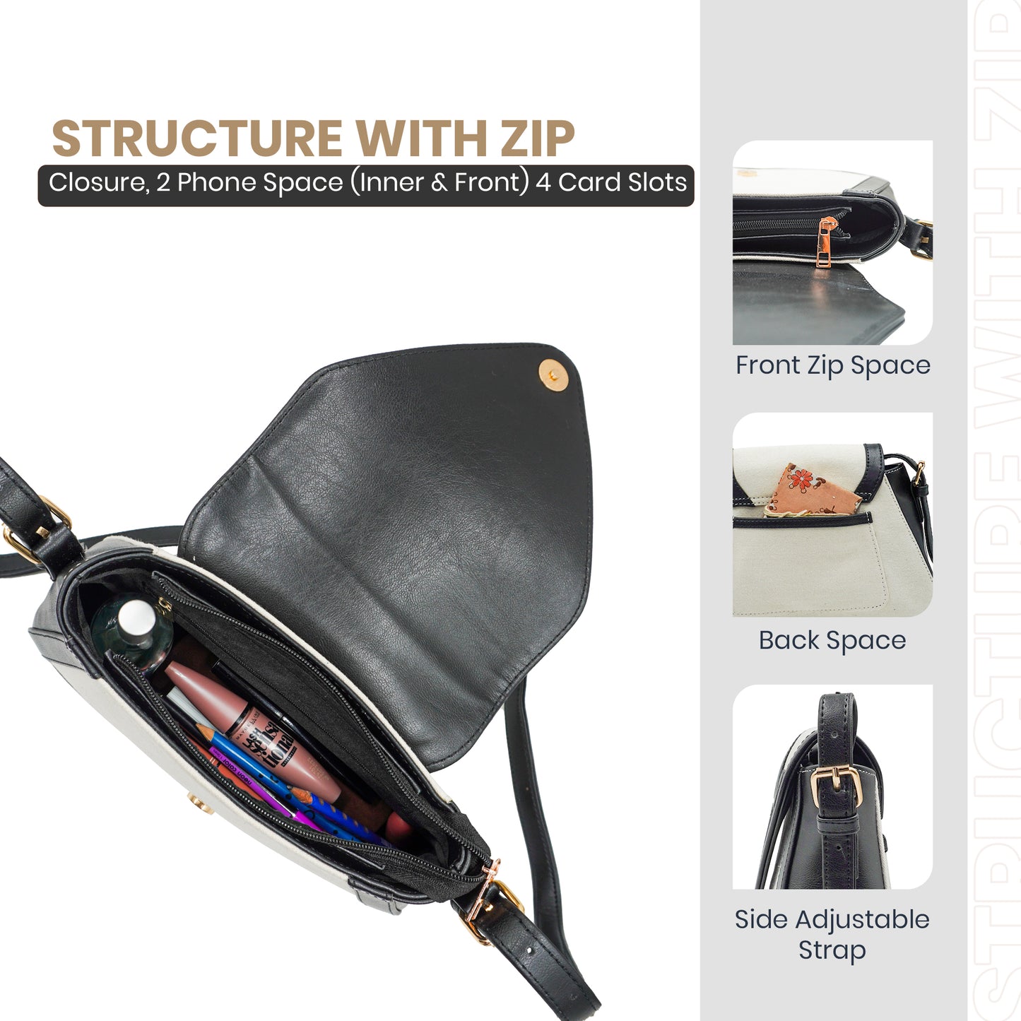 Canvas Sling Bag For Casual Use, Shoulder Sling Bag with Adjustable Strap