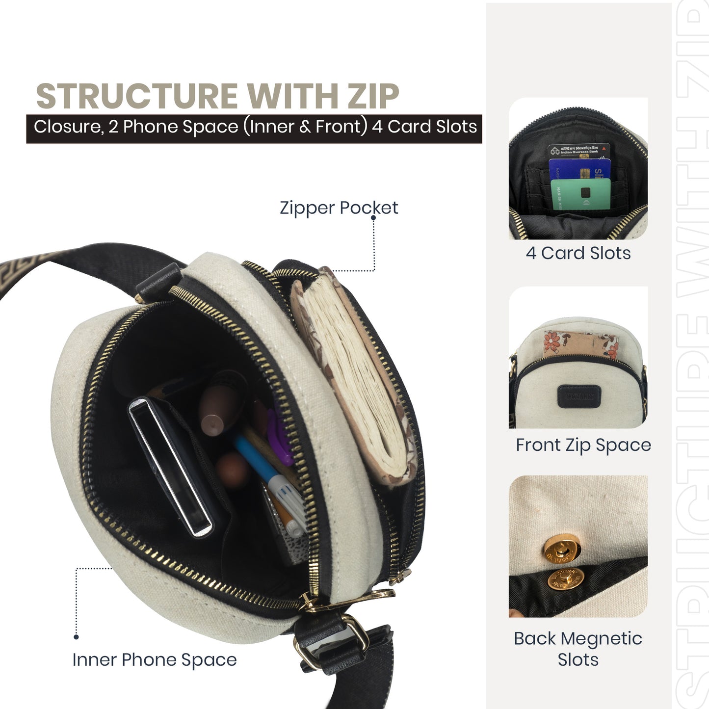 Sling Bag, Shoulder Sling Bag with Adjustable Strap