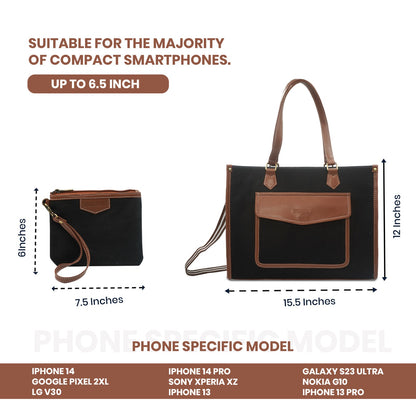 Canvas Laptop Tote Bag 14 Inch Casual Briefcase Handbag
