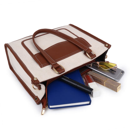 Canvas Laptop Tote Bag 12 inch, Casual Small Briefcase Handbag