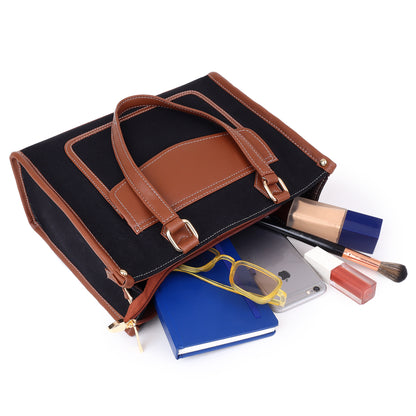 Canvas Laptop Tote Bag 12 inch, Casual Small Briefcase Handbag