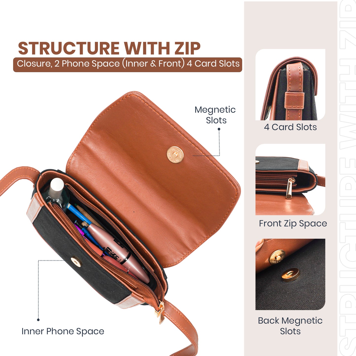 Canvas Sling Bag For Daily Use, Shoulder Sling Bag with Adjustable Strap