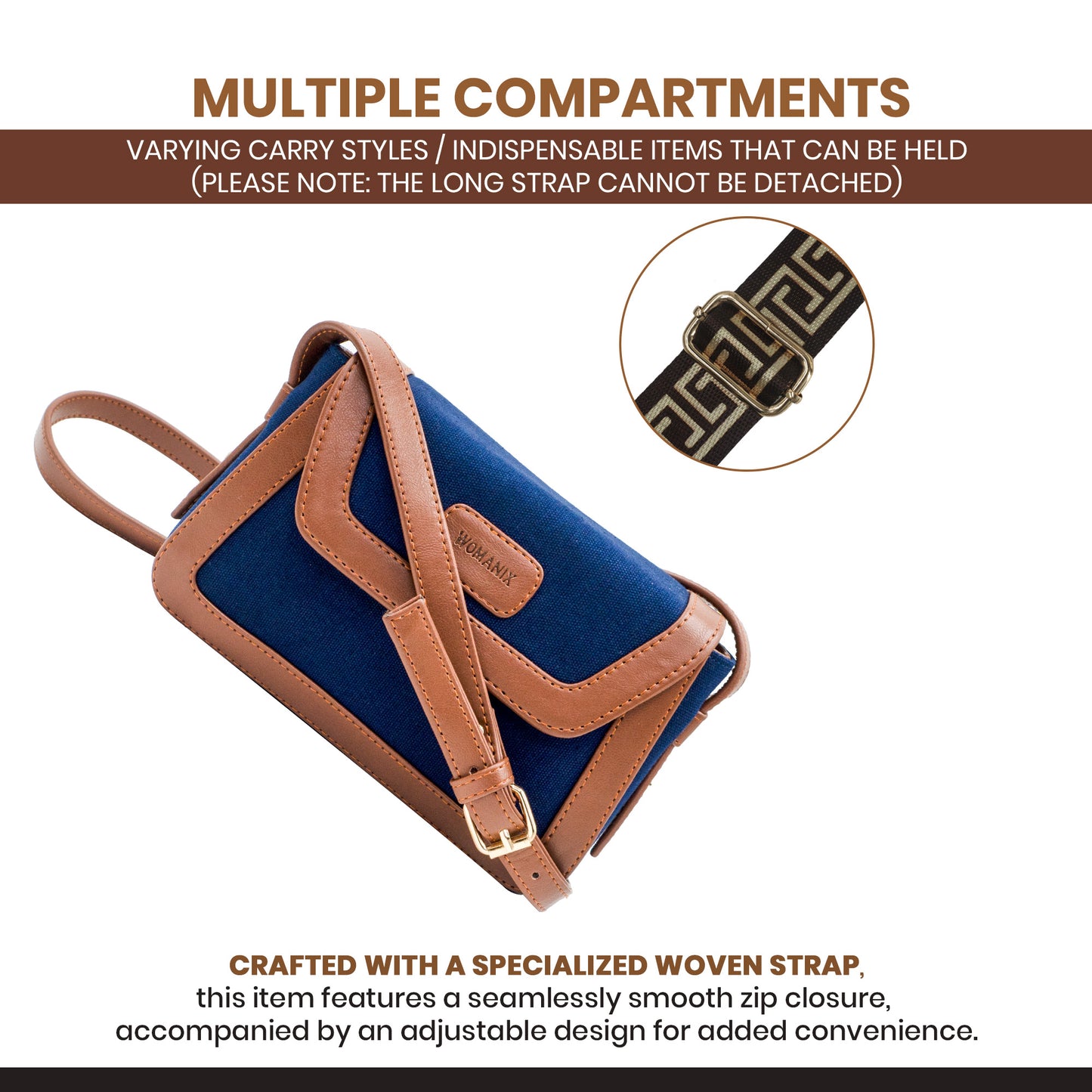 Canvas Sling Bag For Daily Use, Shoulder Sling Bag with Adjustable Strap